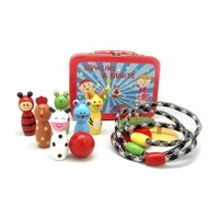 KAPER KIDS WOODEN BOWLING AND QUOITS  SET IN TIN BOX