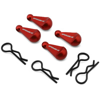 UPGRADE RC UPG-13000 BODY CLIPS WITH ALUMINIUM PULL HANDLES RED SUIT 1/10 SCALE 4 PIECES