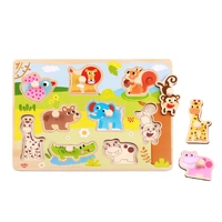 TOOKY TOY WOODEN ANIMAL 10PCE PEG PUZZLE