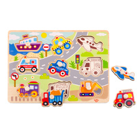 TOOKY TOY WOODEN VEHICLE 10PCE PEG PUZZLE
