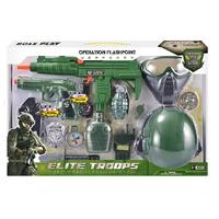 ELITE TROOPS ARMED FORCES WEAPON PLAYSET WITH HELMET 14 PIECE GREEN