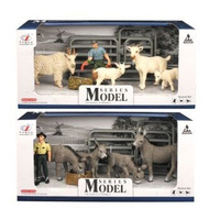 MODEL SERIES 179185 FARM ANIMALS 4 GOATS WITH FIGURE AND ACCESSORIES SET