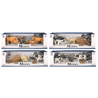 MODEL SERIES 172486 FARM ANIMALS 4 COWS WITH FIGURE AND ACCESSORIES SET