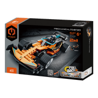 MECHANICAL MASTER 5827 PULL BACK ORANGE AND BLUE CAR 221 PIECE STEM BUILDING BLOCK KIT