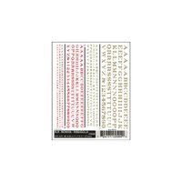 WOODLAND SCENICS DT504 RR ROMAN DRY TRANSFER DECALS 1/16 3/32 1/8 3/16 INCH RED AND GOLD LETTERS AND NUMBERS