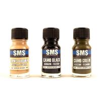 SMS BMSET01 BUSHMASTER AUSCAM PAINT SET CONTAINS 3 X 10ML ACRYLIC LACQUER PAINT