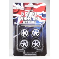 DDA DDAW006 5 SPOKE WHEEL LOW PROFILE SET UNPAINTED 1/24 SCALE MODEL