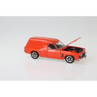 DDA DDA521 HOLDEN HJ 1975 SANDMAN MANDARIN RED OPENING DOORS BONNET AND TAILGATE 1/24 SCALE DIECAST