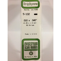 EVERGREEN 102 STRIPS  .010x.040INCH 10PCS