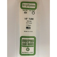 EVERGREEN 424 1/8" TUBE 3.2MM DIAMETER X 610MM LONG 8 PIECE STYRENE