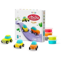 TOMY HEY CLAY ECO CARS AIR-DRY CLAY SET INCLUDES 6 CANS AND 3 CAR BASES