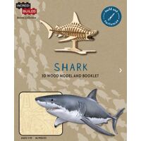 INCREDIBUILDS ANIMAL COLLECTION SHARK 3D WOOD MODEL AND BOOK