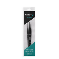 VALLEJO HOBBY DETAIL SERIES - DEFINITION SET OF 3 ROUND SYNTHETIC FIBER BRUSHES INCLUDES No.  4/0, 3/0 & 2/0