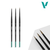 VALLEJO HOBBY PRO MODELER SERIES - DESIGN SET OF 3 HIGH QUALITY NATURAL HAIR BRUSHES INCLUDES No. 0 - 1 - 2
