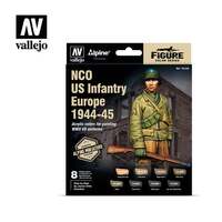 VALLEJO 70244 MODEL COLOR ALPINE NCO US INFANTRY EUROPE 1944-45 ACRYLIC 8 COLOUR PAINT SET WITH FIGURE