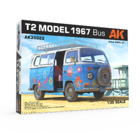 AK AK35022 VOLKSWAGEN T2 MODEL 1967 BUS HIPPY BUS 1/35 SCALE PLASTIC MODEL KIT