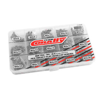 TEAM CORALLY C-38506 HEX FLAT HEAD M4 SCREW SET- DIN 7991, STEEL BLACK , 10.9 GRADE , 15 SIZES, 265PCS