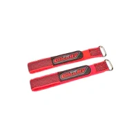 TEAM CORALLY C-50531 PRO BATTERY STRAPS 250X20MM METAL BUCKLE SILICONE ANTI-SLIP STRINGS RED 2 PIECES