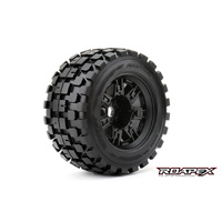 ROAPEX R4004-B2 RHYTHM 1/8 SC MONSTER TRUCK TIRE BLACK RIM 1/2 OFFSET 17MM HEX MOUNTED 2 PIECES