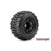 ROAPEX R4005-B2 MORPH 1/8 SC MONSTER TRUCK TIRE BLACK RIM 1/2 OFFSET 17MM HEX MOUNTED 2 PIECES