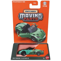 MATCHBOX JHV66 MOVING PARTS 2024 PORSCHE 718 SPYDER RS GREEN METAL DIECAST CAR