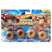 HOT WHEELS MONSTER TRUCKS DEMOLITION DOUBLES 90 DEFENDER LAND ROVER VS TOWN HAULER HOT WHEELS