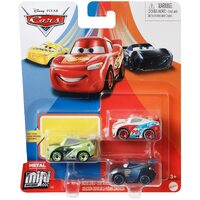 DISNEY PIXAR CARS METAL MINI RACERS 3 PACK WITH CHASE RACELOTT - PAUL CONREV - JACKSON STORM