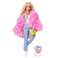 BARBIE FASHIONISTA EXTRA 3 WITH PINK FLUFFY COAT