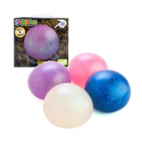 SMOOSHOS JUMBO SENSORY GLITTER BALL - CLEAR WITH BLUE GLITTER