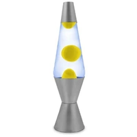 LANDMARK LIQUID RETRO LAVA LAMP BLACK 37CM - LT229 BLUE WITH YELLOW WAX