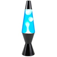 LANDMARK LIQUID RETRO LAVA LAMP BLACK 37CM - LT227 BLUE WITH WHITE WAX