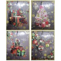 CHRISTMAS GIFT BAG - 4 ASSORTED DESIGNS MEDIUM 18x24x8.5cm
