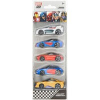 MARVEL GO COLLECTION DIECAST 1:64 RACING SERIES 5PK - THOR-IRON MAN-SPIDERMAN-CAPTAIN AMERICA-THANOS
