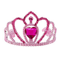 PINK POPPY PRINCESS ROSE CROWEN WITH HEART GEMSTONE AND GLITTER