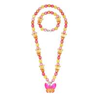 PINK POPPY RAINBOW BUTTERFLY NECKLACE AND BRACELET SET