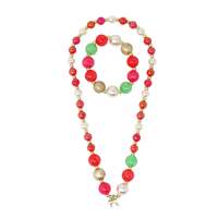 PINK POPPY BRILLIANT AND BRIGHT BOW PENDANT NECKLACE AND BRACELET SET