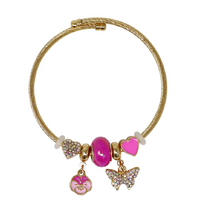 PINK POPPY BUTTERFLY CHARM BRACELET