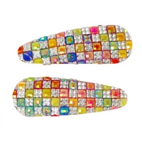 PINK POPPY HCM121 SPARKLY GEM HAIR CLIPS - BLUE/GREEN