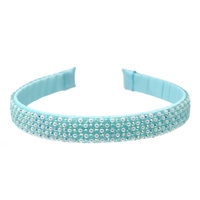 PINK POPPY HBG213 PEARL RHINESTONE HEADBAND BLUE