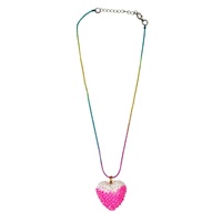 PINK POPPY NCG179 SPARKLY PENDANT NECKLACE - PINK/WHITE