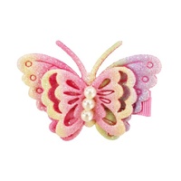 PINK POPPY HCG228 RAINBOW BUTTERFLY HAIR CLIP - PINK