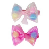 PINK POPPY HCG229 POM POM BOW HAIR CLIP - PINK