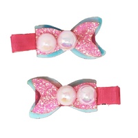 PINK POPPY HCG231 PEARL MERMAID TAIL HAIR CLIPS - PINK 2PC