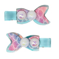 PINK POPPY HCG231 PEARL MERMAID TAIL HAIR CLIPS - BLUE 2PC