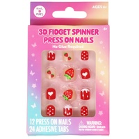 PINK POPPY S402 3D FIDGET SPINNER PRESS ON NAILS 12 PACK - STRAWBERRY