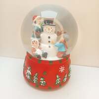 COTTON CANDY SNOWMAN WITH CHILDREN MUSICAL SNOW GLOBE