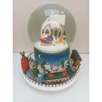 COTTON CANDY SANTA AND TRAIN SET MUSICAL ROTATING SNOW GLOBE