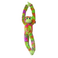 COTTON CANDY JG331 HANGING MONKEY DAVE PURPLE, GREEN AND PINK TIEDYE PLUSH
