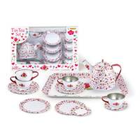 KAPER KIDZ TIN TEA SET WHITE FLOWERS 15PC