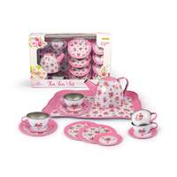 KAPER KIDZ TIN TEA SET PINK ROSE 15PC